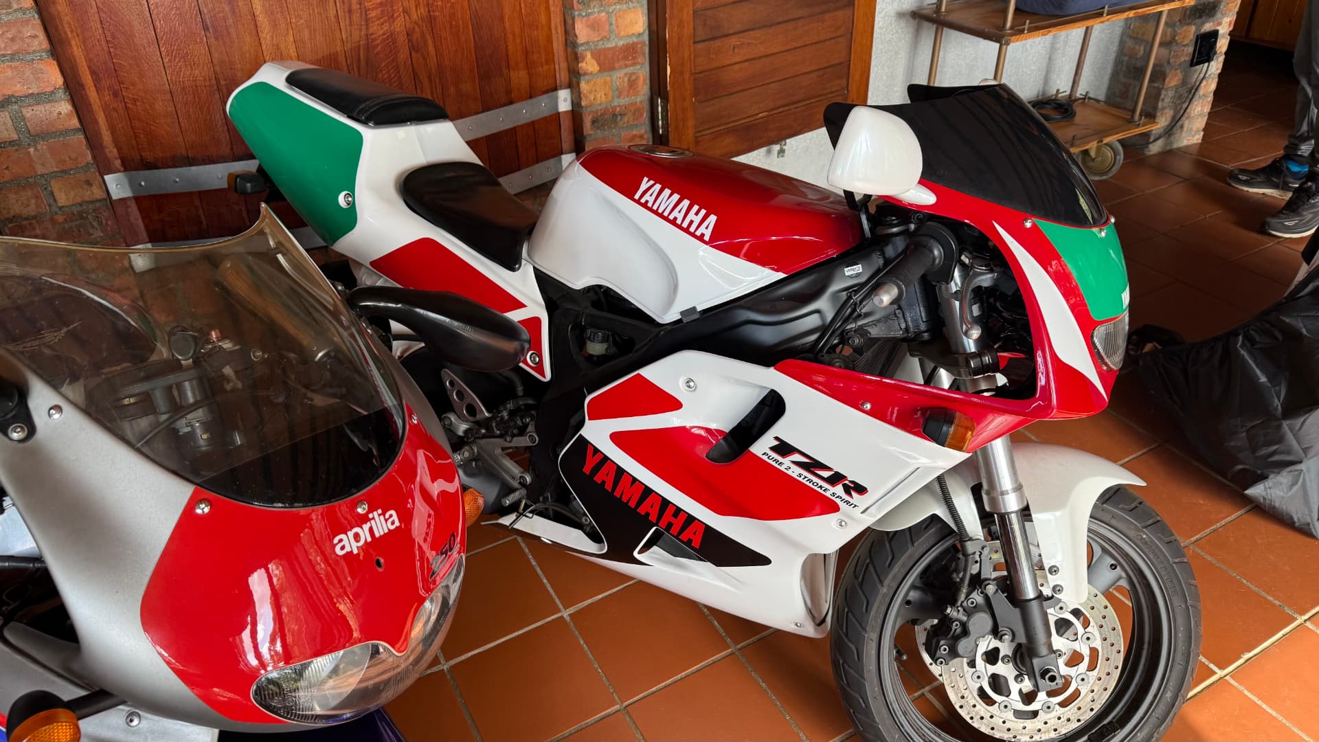 Yamaha TZR two-stroke in red, white and green